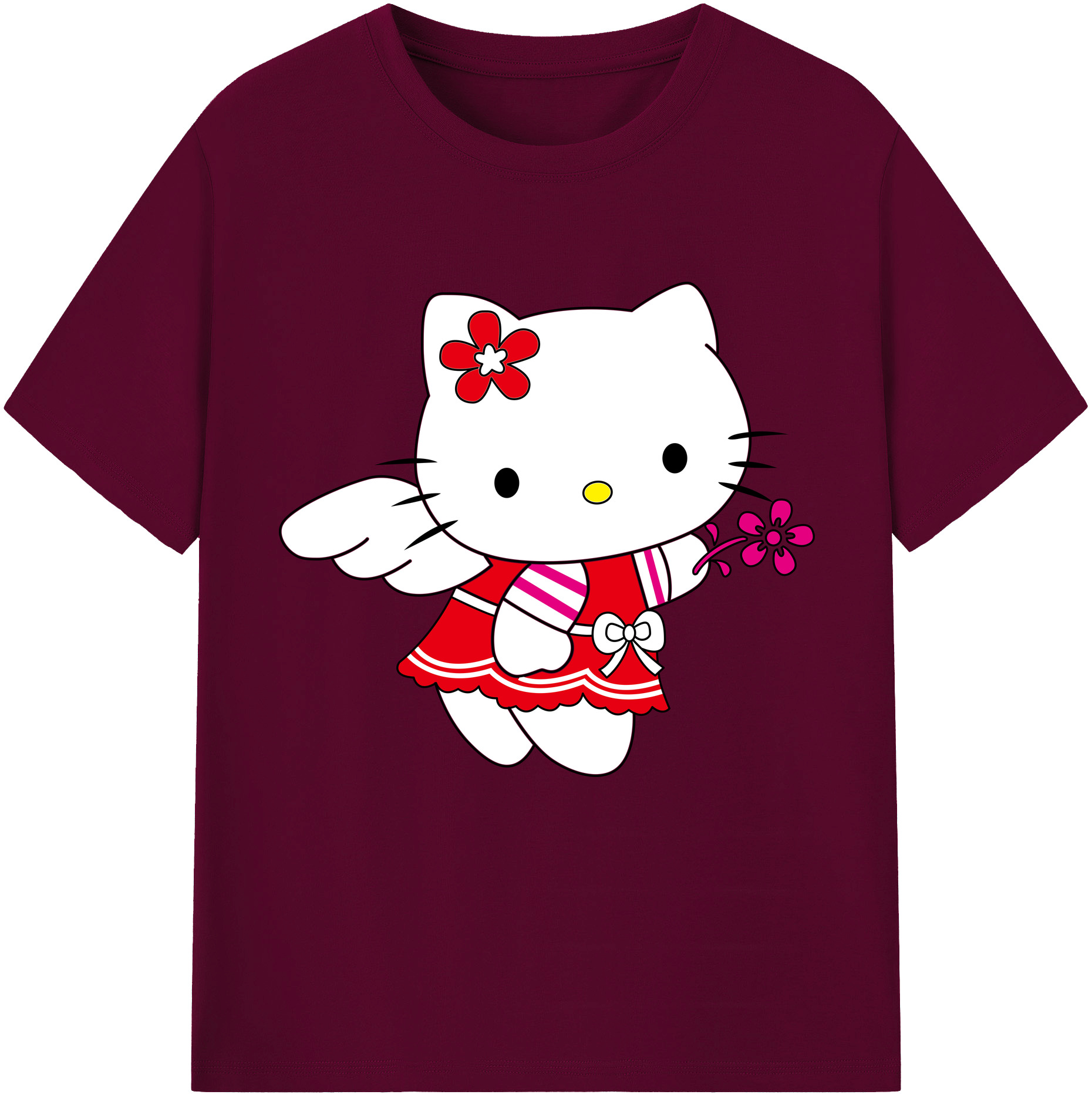 （画像用） Hello Kitty ハローキティ レディースカジュアルプリントTシャツ（綿100％）
